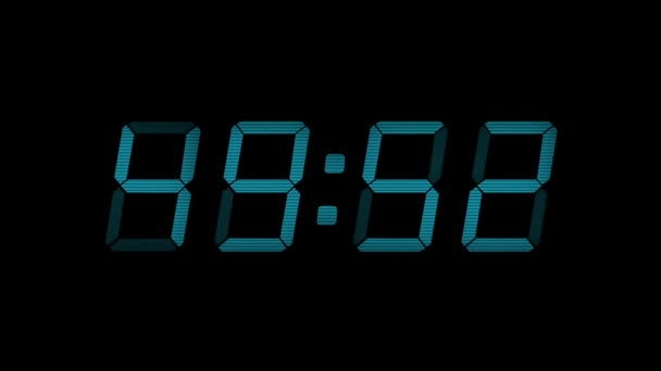 Tweede Blauwe Digitale Countdown Display — Stockvideo