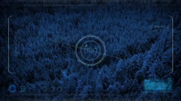 Drone Hud Pov Latające Nad Śnieżna Dolina Nocy — Wideo stockowe