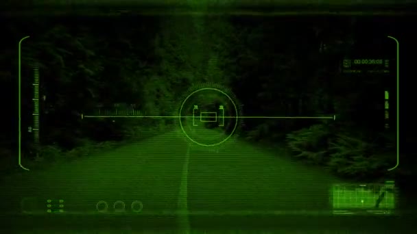 Night Vision Pov Lotu Wiejskiej Drodze — Wideo stockowe