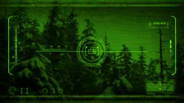 Night Vision Pov Flying Snowy Trees — Stock Video