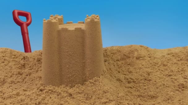 Tidens Sand Castle Stranden — Stockvideo