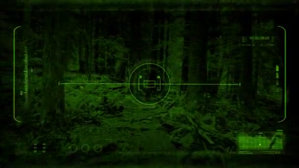 Ночное Видение Pov Скользящий Лесной Тропе — стоковое видео