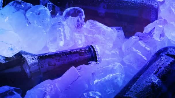 Μπύρες Στο Σωρό Του Ice Club Φώτα — Αρχείο Βίντεο