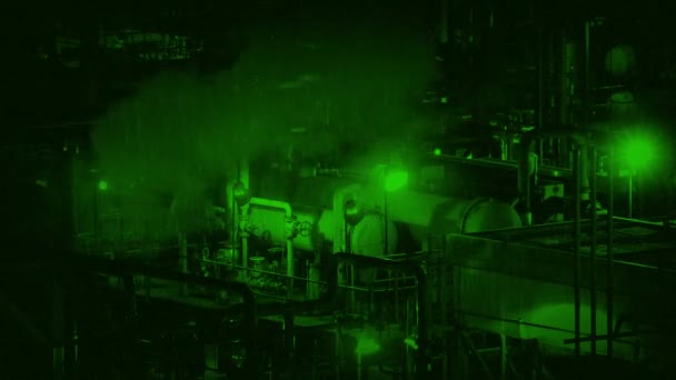 Industrial Machinery Smoking Night Vision — Stock Video