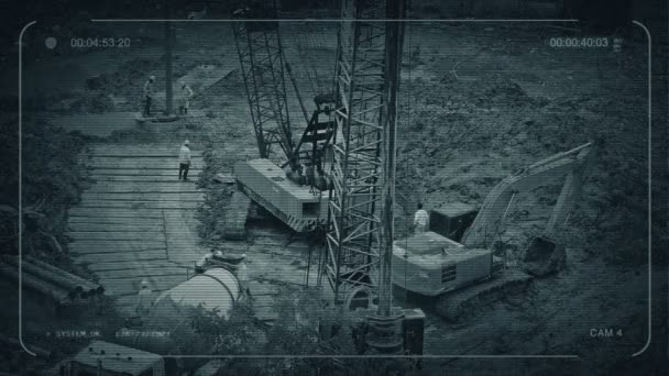 Cctv Vue Des Travailleurs Sur Site Construction — Video