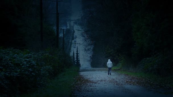 Homem Caminha Paisagem Escurecida Depressão Conceito Solidão — Vídeo de Stock