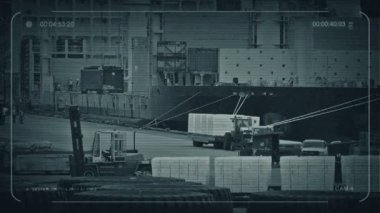 CCTV meşgul bağlantı noktası gemi yükleme işçiler ile