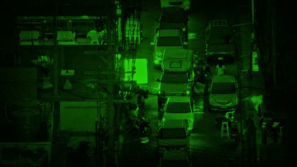 Nightvision View Busy Street Asia — Stock Video