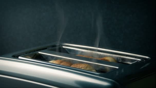 Toast Bruciante Nel Tostapane — Video Stock