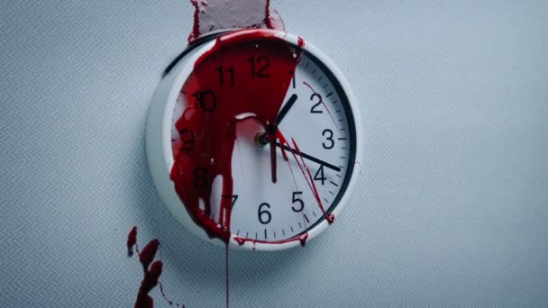 Splats Sangre Reloj Pared — Vídeos de Stock