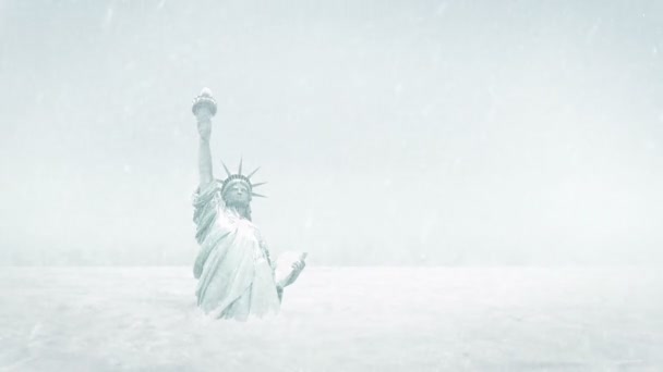 Statue Liberty Frozen Ice Age — Stock Video