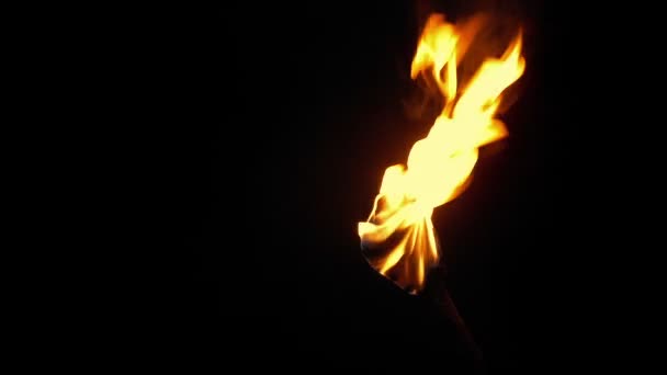 Brandende Fakkel Gebouw Nachts — Stockvideo