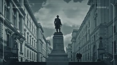 CCTV insanlar yürüyüş merdivenleri tarafından klasik binalar