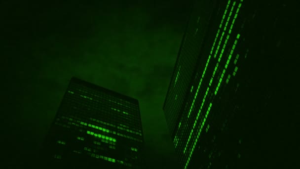 夜视大办公楼在夜间 — 图库视频影像