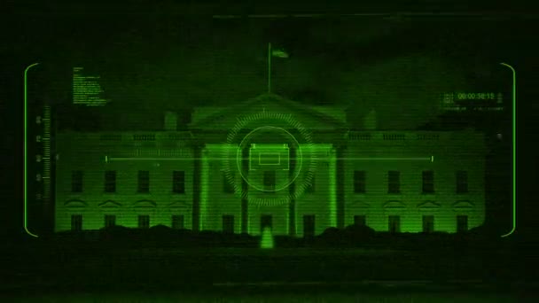 Hud Militaire Balayant Maison Blanche Nuit — Video