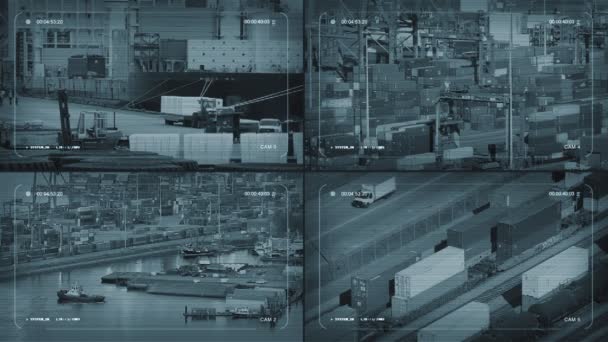 Écrans Vidéosurveillance Montrant Des Zones Industrielles — Video