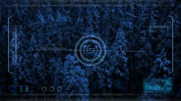 Drone Gece Pov Uçan Geçmiş Snowy Orman — Stok video