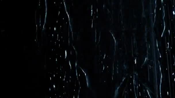 Pioggia Colpire Superficie Primo Piano Nero — Video Stock