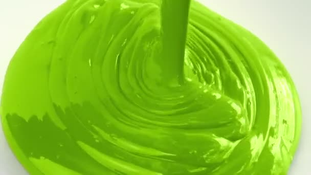 Pintura Verde Verter Primer Plano — Vídeos de Stock