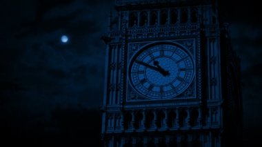 Büyük Ben saat yüzü ay ışığında