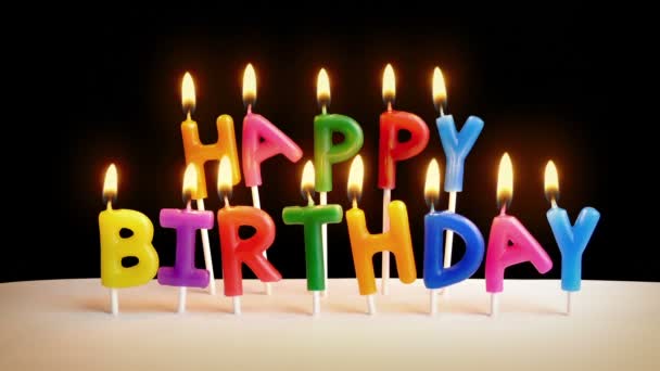 Candele Lettera Buon Compleanno Sulla Torta — Video Stock