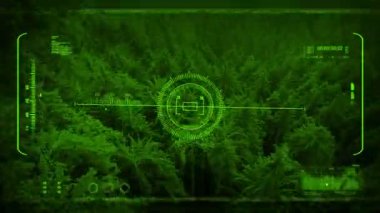 Gece görüşü drone POV orman Vadisi üzerinde