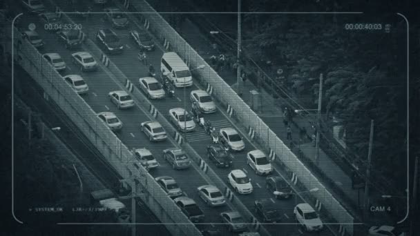 Traffic Cam Cctv Heavy Rush Hour Traffic — Stock Video