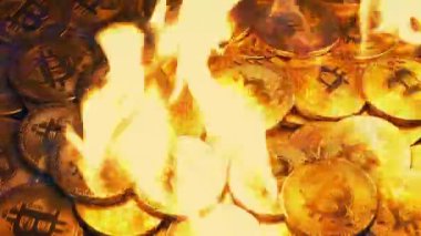 Ateş-değer konseptinde Bitcoins yakma