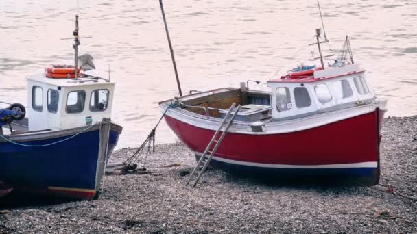 Fishing Boats Beach — Stock Video