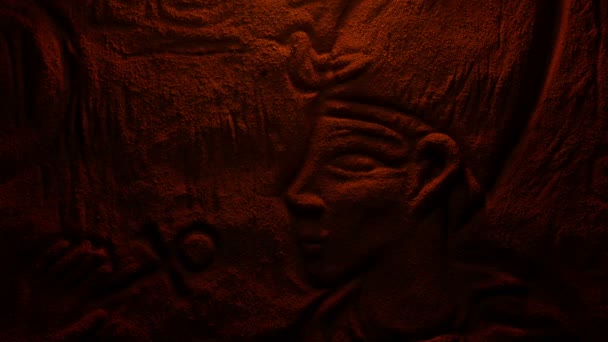 Farao Sten Carving Fire Glow — Stockvideo