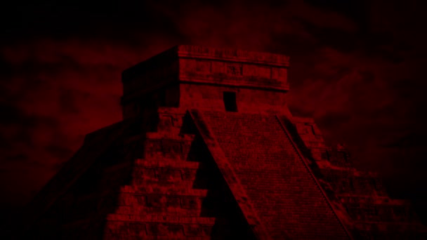 アステカ寺院と赤い空 — ストック動画
