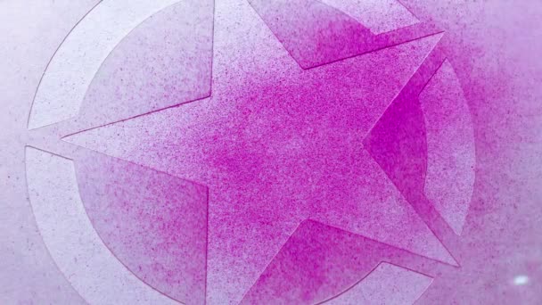 表面に塗られたピンクの星のグラフィックスプレー — ストック動画