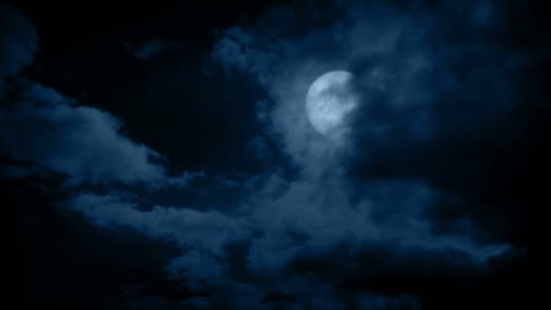 Nuvens Movendo Sobre Lua — Vídeo de Stock