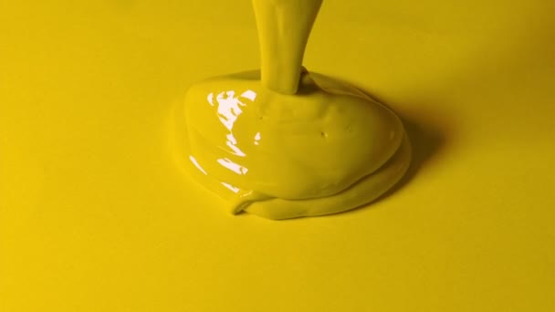 Yellow Paint Paint Poured Yellow Surface — стоковое видео