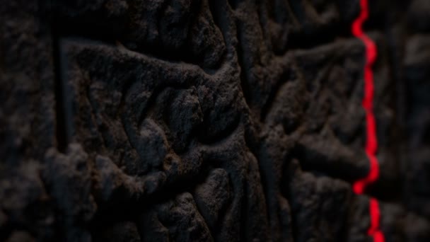 十字架の古代の岩の彫刻上のレーザースキャン — ストック動画