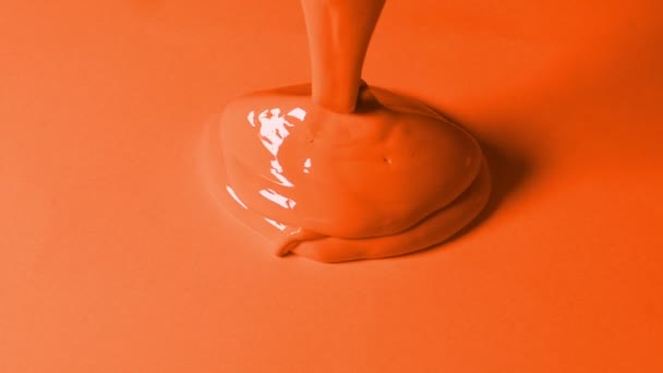 Orange Paint Poured Orange Surface — Stock Video
