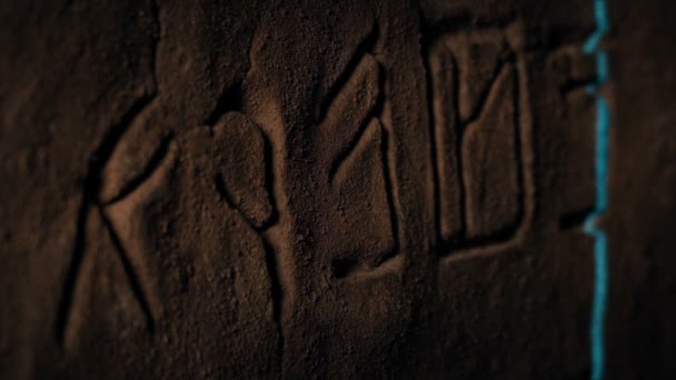 Escultura Rocha Símbolos Rune Escaneada Com Laser — Vídeo de Stock