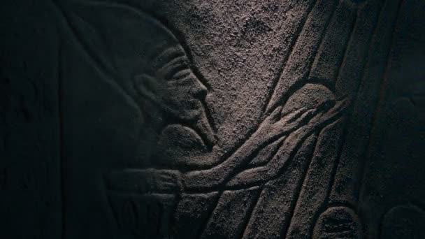 Φακό Φώτα Επάνω Άνθρωπος Την Προσφορά Αιγυπτιακό Wall Art — Αρχείο Βίντεο