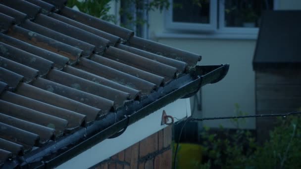 Toit Dans Pluie Tempête Tard Dans Journée — Video