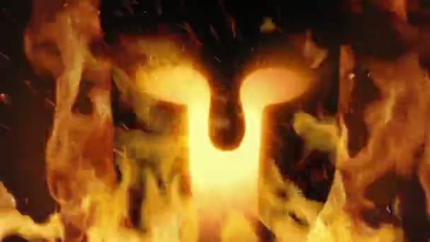 Ancient Warrior Helmet Fire — Stock Video