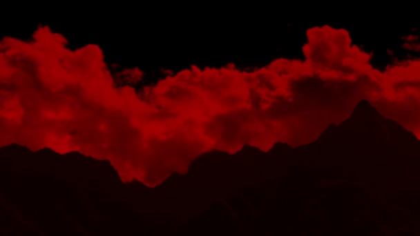 Pürüzlü Dağların Üzerinde Büyük Kırmızı Bulutlar — Stok video