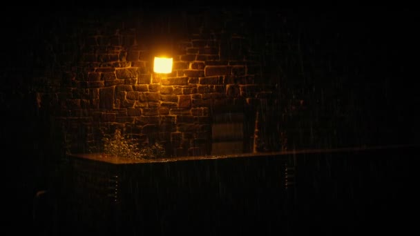 Lumière Sécurité Sur Construction Sous Pluie — Video