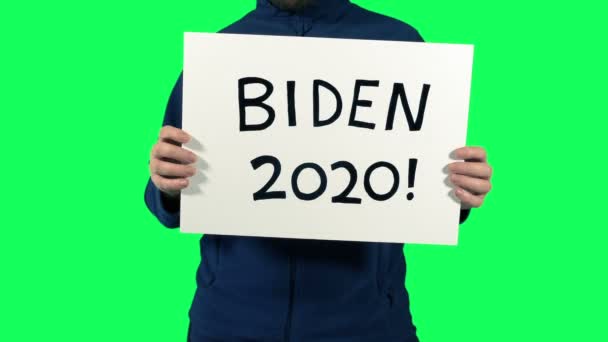 2020 Sinais Eleitorais Presidenciais Biden Trump Warren Sanders Tela Verde — Vídeo de Stock