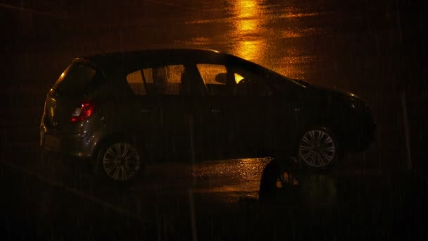 Coche Lluvia Noche — Vídeos de Stock