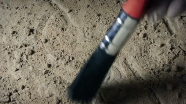 Ancient Cross Carving Being Excavated Brush Archeology — Stock Video