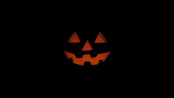 Cara Calabaza Halloween Aparece Oscuridad — Vídeo de stock