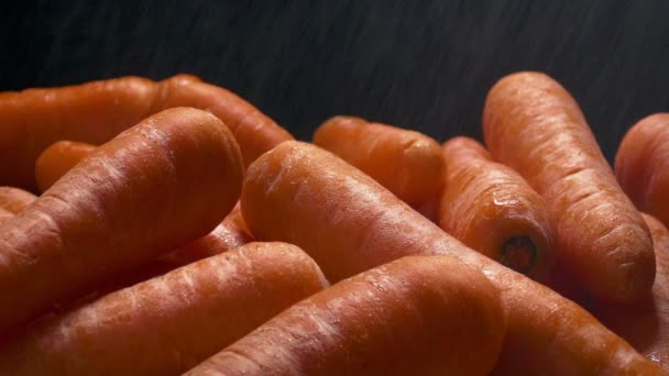 Морква Очищається Тонкому Водяному Розпилювачі — стокове відео