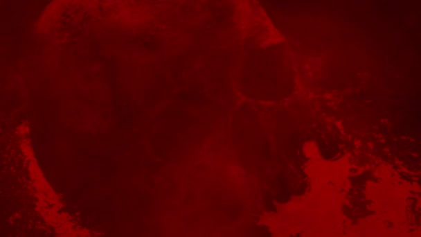 Ww3 Konsepti Kızıl Gökyüzü Altında Kalın Duman Çen Kafatası — Stok video