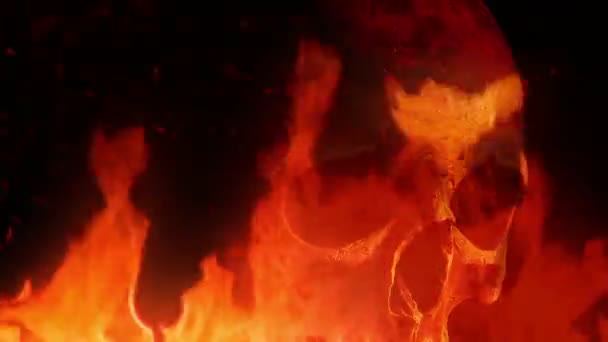 火の複合体の古代の頭蓋骨 — ストック動画