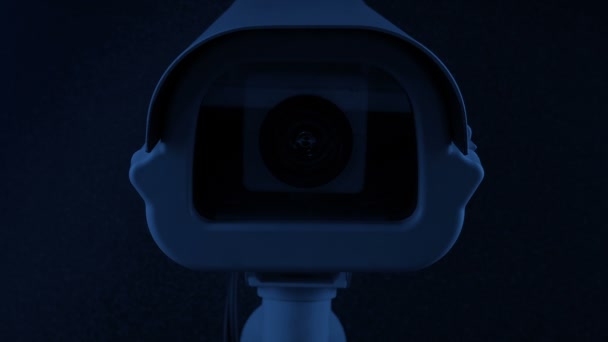 Kameraüberwachung Bei Nacht Nahaufnahme Von Der Vorderseite — Stockvideo